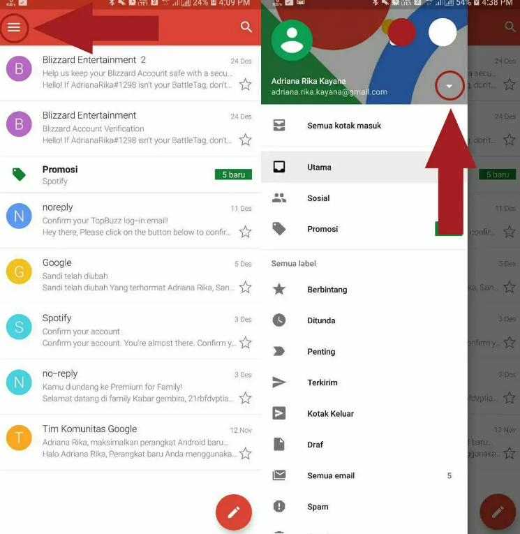 Cara Sign Out Gmail di Android